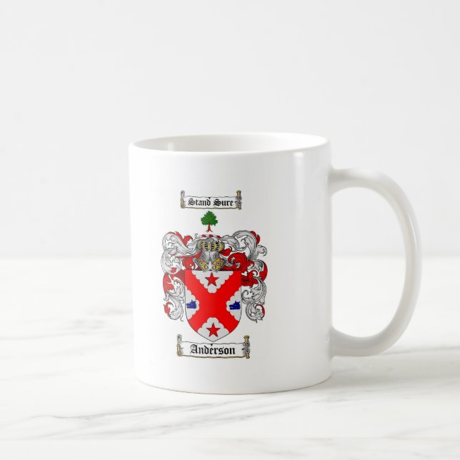 TAZA DE CAFÉ ESCUDO DE LA FAMILIA DE ANDERSON - ESCUDO DE ARMAS (Derecha)