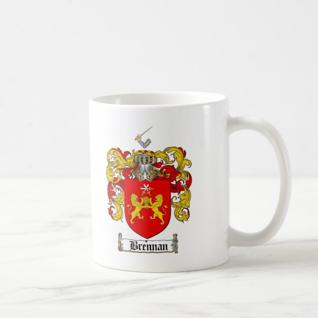 TAZA DE CAFÉ ESCUDO DE LA FAMILIA DE BRENNAN - ESCUDO DE ARMAS (Derecha)