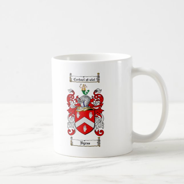 TAZA DE CAFÉ ESCUDO DE LA FAMILIA DE BYRNE - ESCUDO DE ARMAS DE (Derecha)