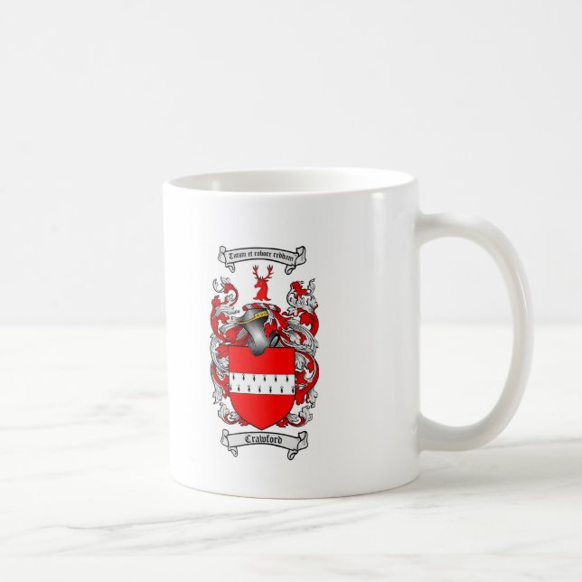 TAZA DE CAFÉ ESCUDO DE LA FAMILIA DE CRAWFORD - ESCUDO DE ARMAS (Derecha)