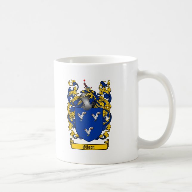 TAZA DE CAFÉ ESCUDO DE LA FAMILIA DE GIBSON - ESCUDO DE ARMAS (Derecha)