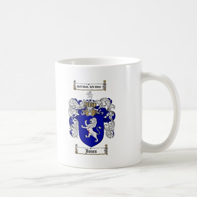 TAZA DE CAFÉ ESCUDO DE LA FAMILIA DE JONES - ESCUDO DE ARMAS DE (Derecha)