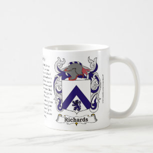 Taza De Café Escudo de la familia de Richards incluyendo la