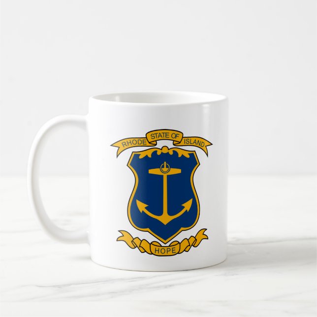 Taza De Café Escudo de la isla Rhode (Izquierda)