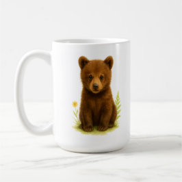 Taza De Café Escudo de oso bebé en flores silvestres