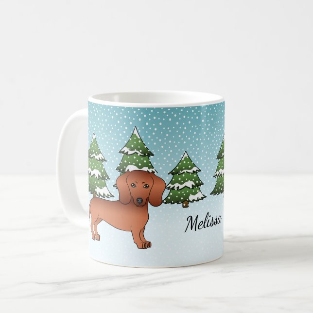 Taza De Café Escudo suave rojo Dachshund Perro Cute - Bosque de