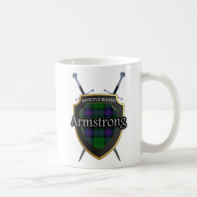 Taza De Café Escudo y espadas del tartán de Armstrong del clan (Derecha)