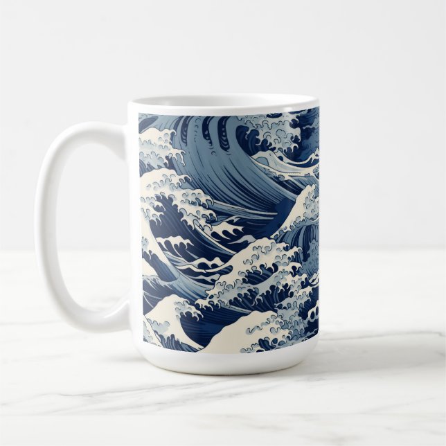 Taza De Café Escudos efímeros: Reimaginan las olas de Hokusai (Izquierda)