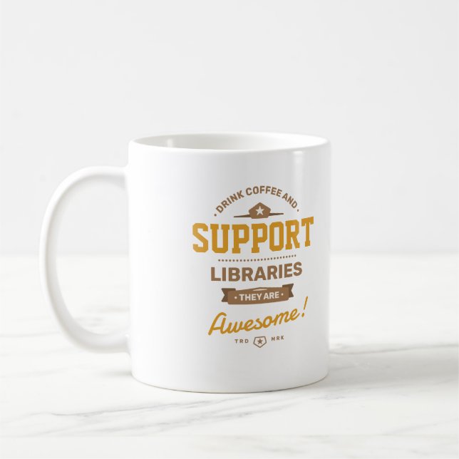 Taza De Café Escuela de Café y Bibliotecas de Apoyo para Bebida (Izquierda)