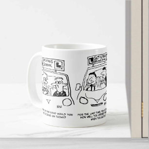 Taza De Café Escuela de Conducción. 3 Dibujos Animados de Escue