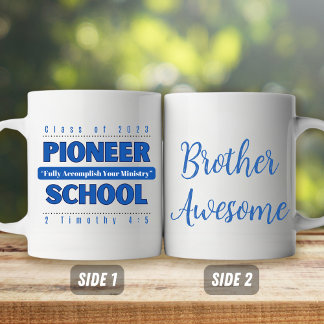 Taza De Café Escuela de Pionero Personalizable JW 2023 y 2 Tim 