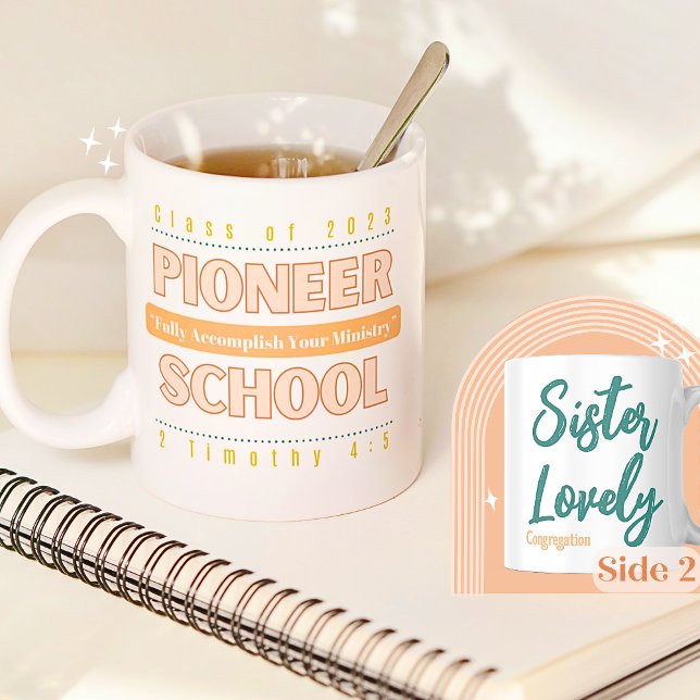 Taza De Café Escuela de Pionero Personalizable JW 2023 y 2 Tim  (Subido por el creador)