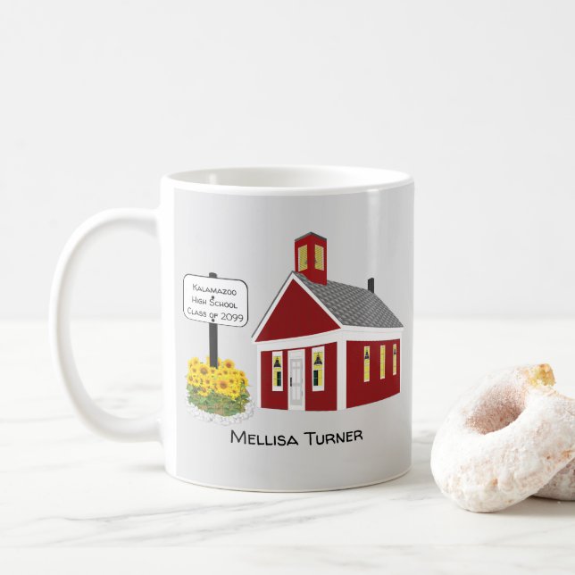 Taza De Café Escuela Graduada Escuela de una habitación (Con donut)