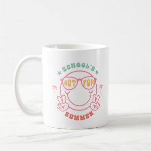 Taza De Café Escuela Retro Divertida Fuera por el Verano Cara S