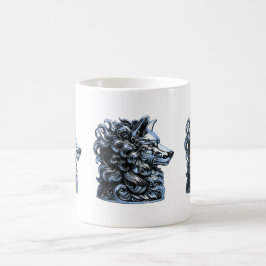 Taza De Café Escultura de lobo cromado en busto