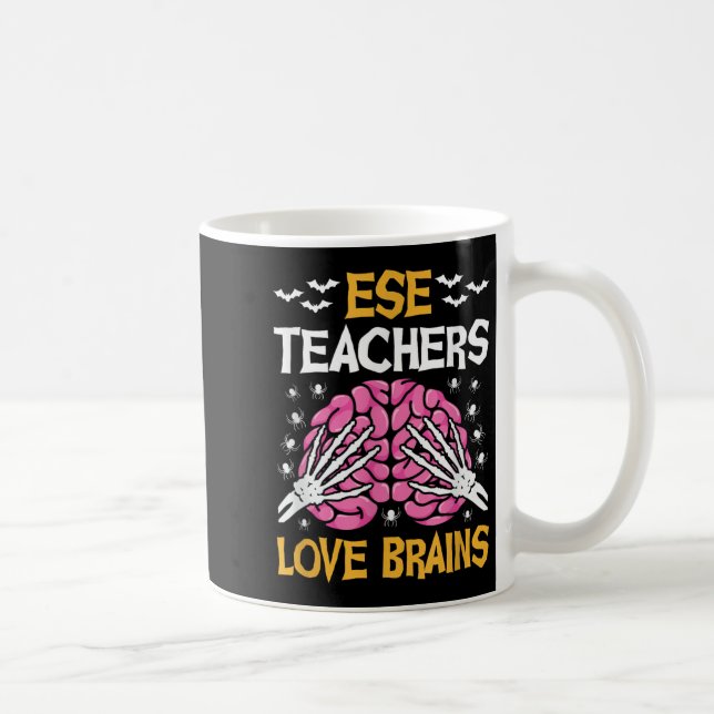 Taza De Café Ese Teacher Love Brains Funny Halloween School  (Derecha)