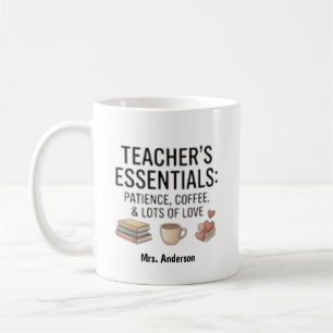Taza De Café Esenciales para maestros Paciencia Café Amor Perso