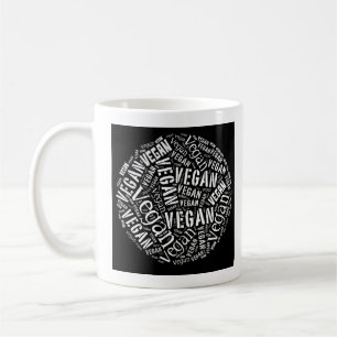 Taza De Café Esfera y cita de la Palabra-Nube del "vegano"