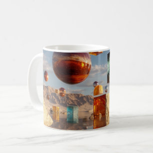 Taza De Café Esferas y cubos flotantes surrealistas