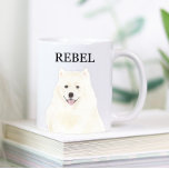 Taza De Café Eskimo Samoyed Dog estadounidense personalizado<br><div class="desc">¡Estoy enamorado de este hermoso y detallado ilustracion acuático de un perro esquimal americano o samoyado! Personaliza estas tazas de cerámica con tu nombre o monograma e incluso cambia el color de la manilla para complementar tu decoración. Cambie las fuentes seleccionando la opción "editar usando herramienta de diseño" en la...</div>