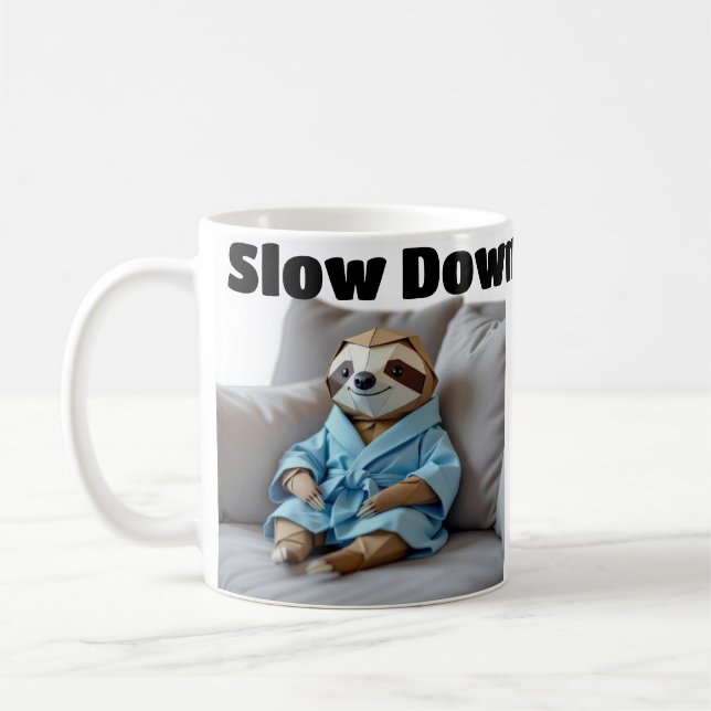 Taza De Café Eslogan del origami "despacio" (Izquierda)