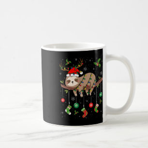 Taza De Café Eslogans Xmas Lughing Reindeer Santa Hat Sloth Chr