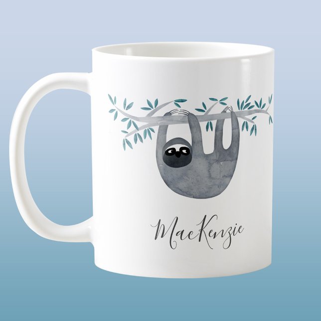 Taza De Café Eslora Cuta Personalizada (Cute sloth personalized coffee mug)