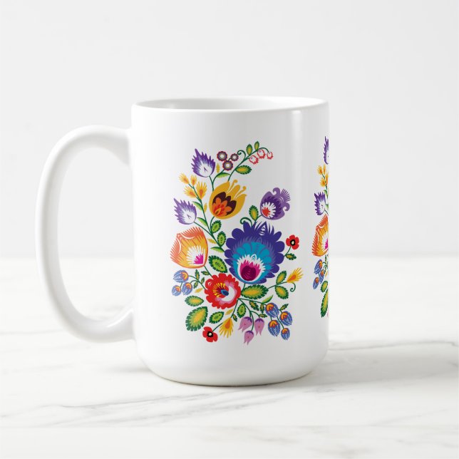 Taza De Café Esmalte asimétrico Folk Wycinanki (Izquierda)