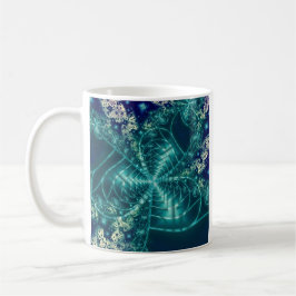 Taza De Café Espacio | Arte fractal azul y blanco