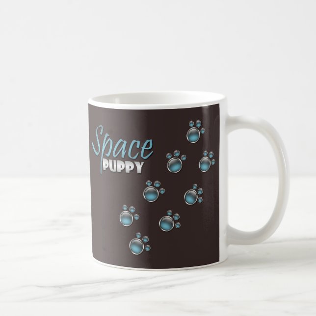 Taza De Café Espacio azul Papel de cachorro Impresiones Muñeca (Derecha)
