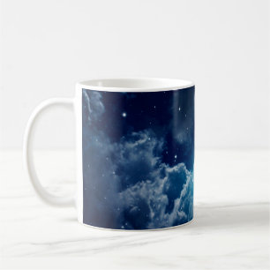 Taza De Café Espacio de cielo nocturno con nubes y estrellas,no