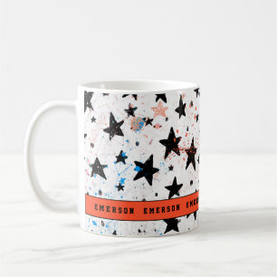 Taza De Café espacio dibujado mano moderna y estrellas de la