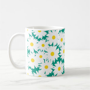 Taza De Café Espacio negativo Daisies amarillo blanco sobre ver