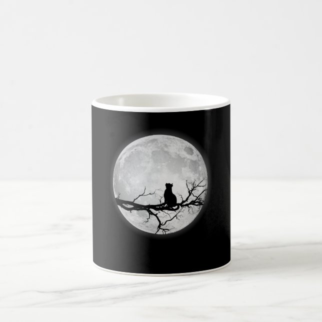 Taza De Café Espacio para gatos de la luna llena (Centro)
