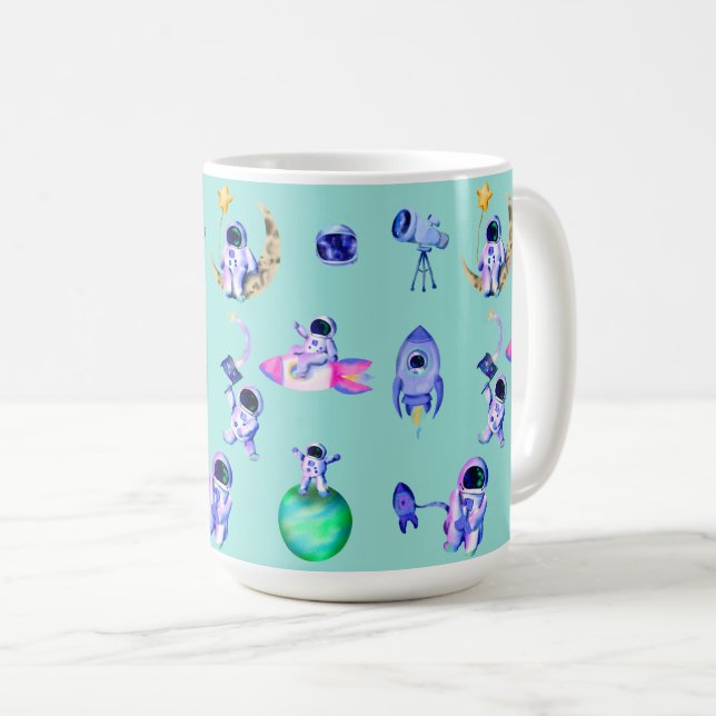 Taza De Café Espacio terrestre de cohetes astronautas (Anverso derecho)