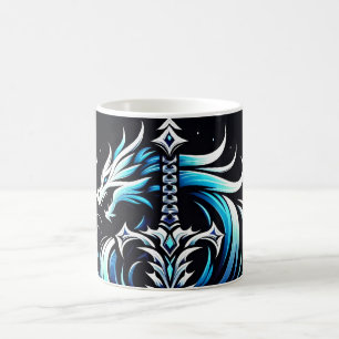 Taza De Café Espada de dragón místico guerrero de fantasía llam