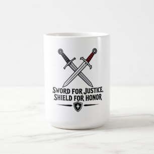 Taza De Café Espada por la Justicia Escudo por el Honor Fantasí