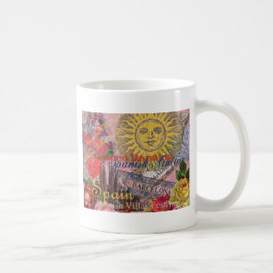 Taza De Café España Vintage Sol Viaje Collage Retro Europa