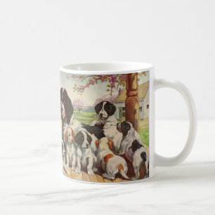 Taza De Café espaniel espaniel madre y cachorros
