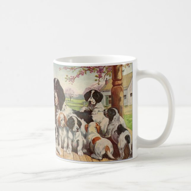 Taza De Café espaniel espaniel madre y cachorros (Derecha)