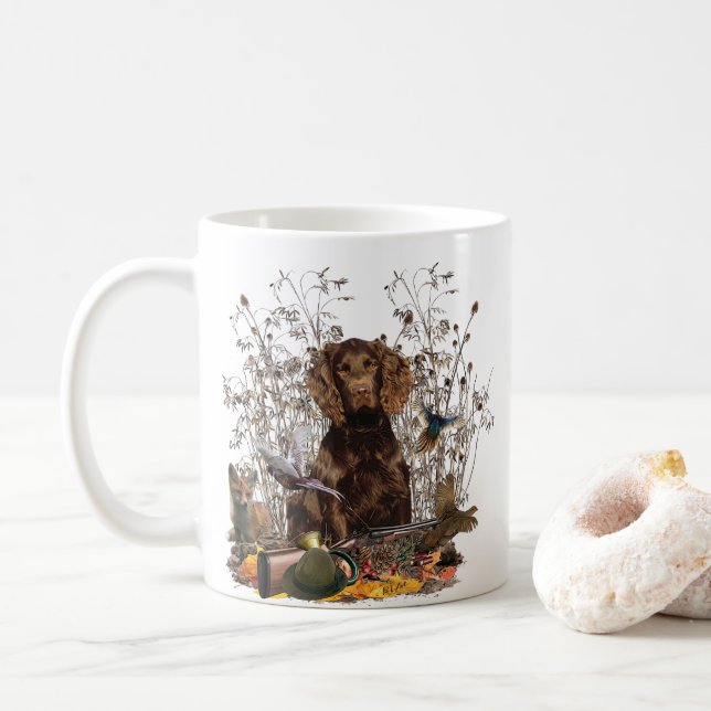 Taza De Café Español alemán, tazón de café de Wachtelhund (Con donut)