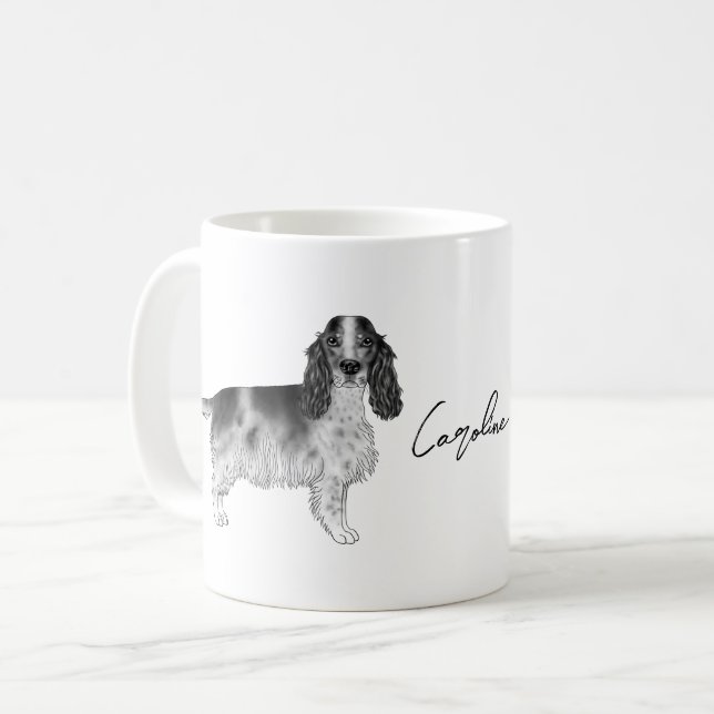 Taza De Café Español Cocker En Blanco Y Negro Y Personalizado (Anverso izquierdo)