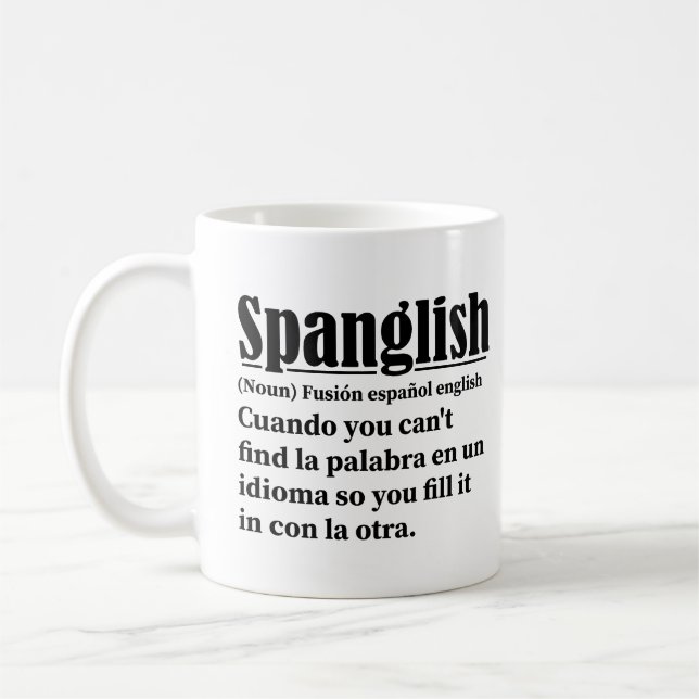 Taza De Café Español Gracioso Definición Español Inglés (Izquierda)