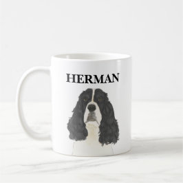 Taza De Café Español Springer inglés blanco y negro