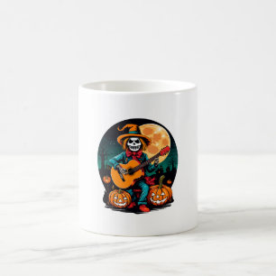 Taza De Café espantapájaros toca la guitarra y celebra Hallowee