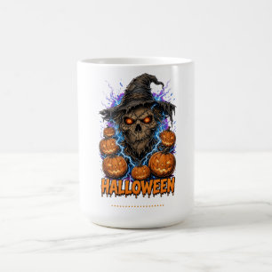 Taza De Café Espantoso cráneo de espantapájaros de Halloween co