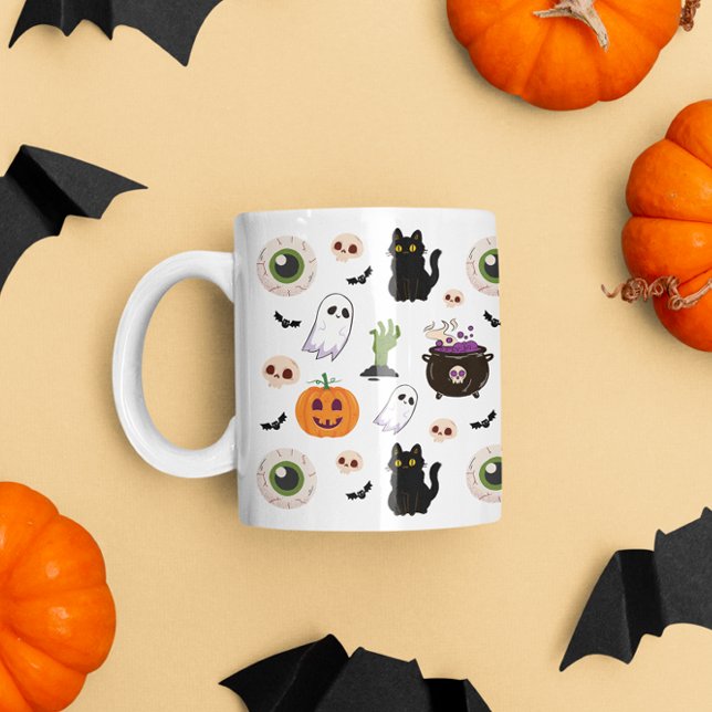 Taza De Café Espantoso y lindo patrón de Halloween (Subido por el creador)