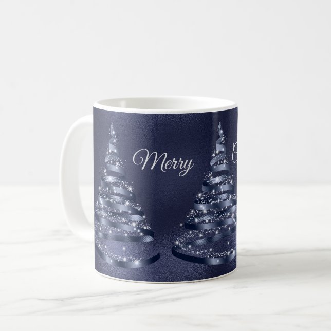 Taza De Café Esparkle de árbol de cinta azul brillante para nav (Anverso izquierdo)