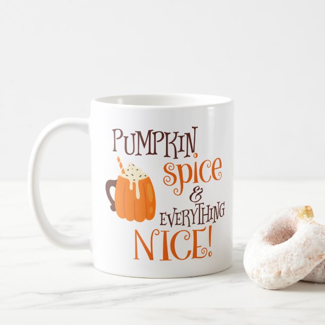 Taza De Café Especia y todo de la calabaza Niza (Con donut)