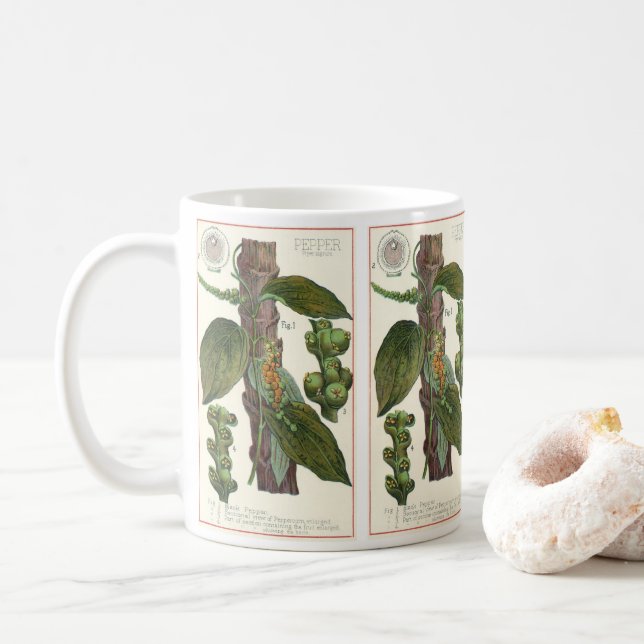 Taza De Café Especias de hierbas aromáticas, planta de pimienta (Con donut)
